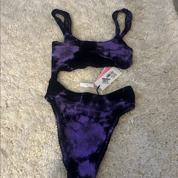 NWT BOND EYE Maya purple  black monokini o/s - Picture 3 of 9